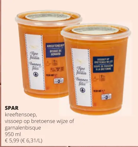 Promotie: Kreeftensoep, vissoep op bretoense wijze of garnalenbisque