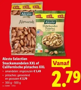 Promotie: Alesto Selection Snackamandelen XXL of Californische pistaches XXL