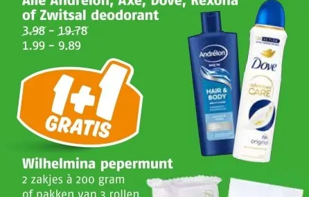 Aanbieding: Andrélon, Axe, Dove, Rexona of Zwitsal deodor