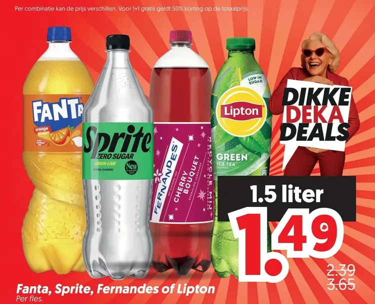 Aanbieding: Fanta, Sprite, Fernandes ofLipton