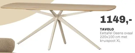 Aanbieding: TAVOLO Eettafel Deens ovaal