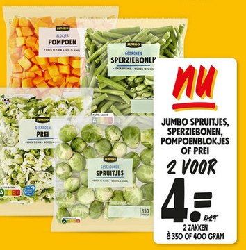 Aanbieding: JUMBO SPRUITJES, SPERZIEBONEN, POMPOENBLOKJES