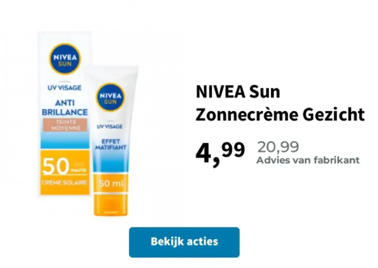 Promotie: Zonnecrème Gezicht