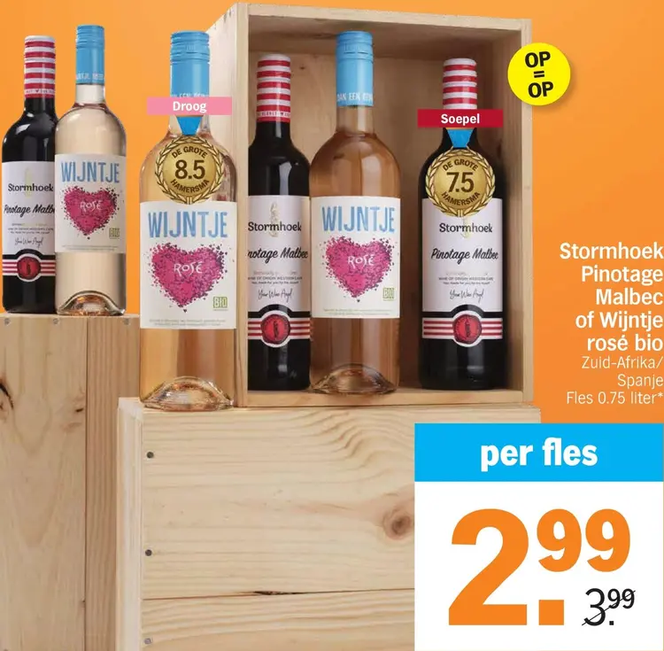 Aanbieding: Stormhoek Pinotage Malbec of Wijntje rosé bio Zuid-Afrika/Spanje