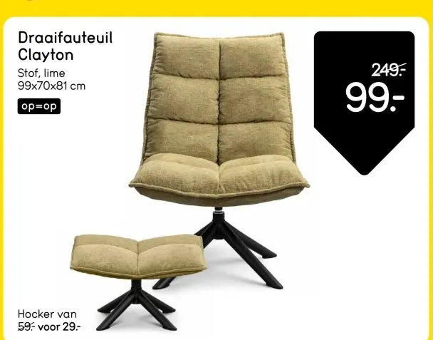 Aanbieding: Draaifauteuil Clayton