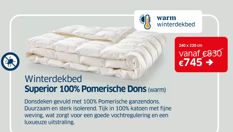 Promotie: Winterdekbed Superior 100% Pomerische Dons
