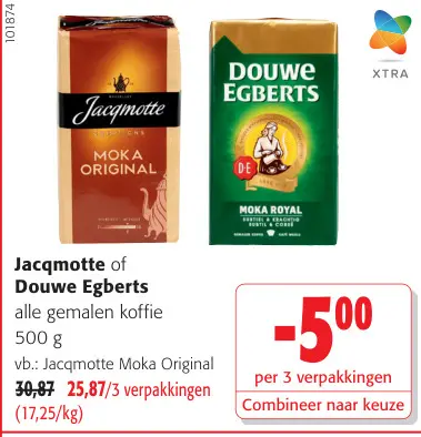 Promotie: Jacqmotte of Douwe Egberts alle gemalen koffie