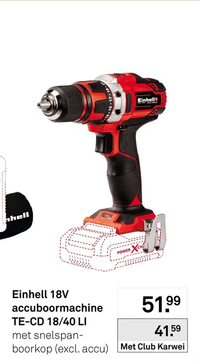 Aanbieding: Accuboormachine TE-CD 18/40 LI met snelspanboorkop
