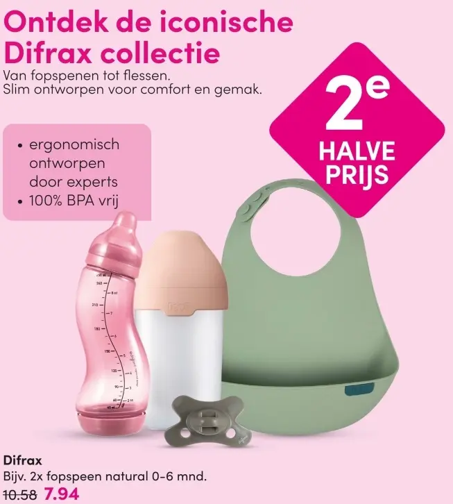 Aanbieding: Difrax fopspeen natural 0-6 mnd.