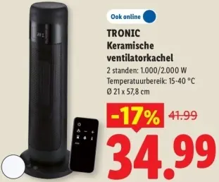 Aanbieding: TRONIC Keramische ventilatorkachel