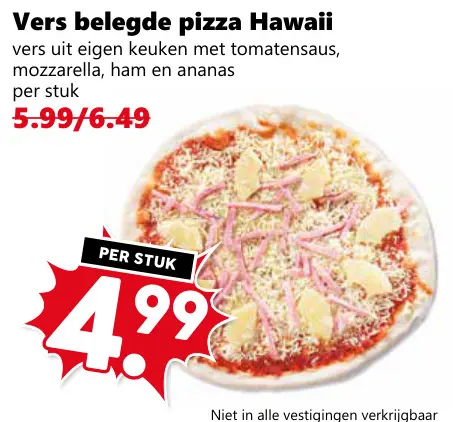 Aanbieding: Vers belegde pizza Hawaii