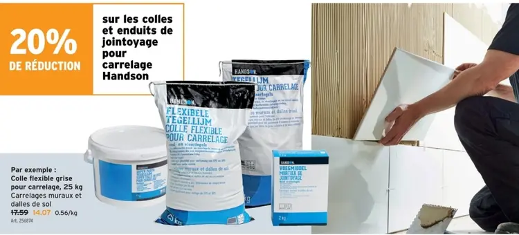 Offre: Colle flexible grise pour carrelage