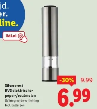 Aanbieding: RVS elektrische-peper-/zoutmolen
