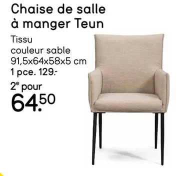 Offre: Chaise de salle à manger Teun