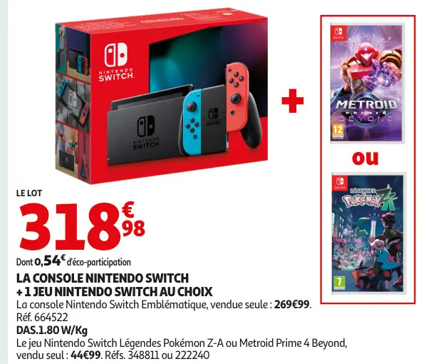 Offre: Nintendo switch + 1 jeu NINTENDO switch
