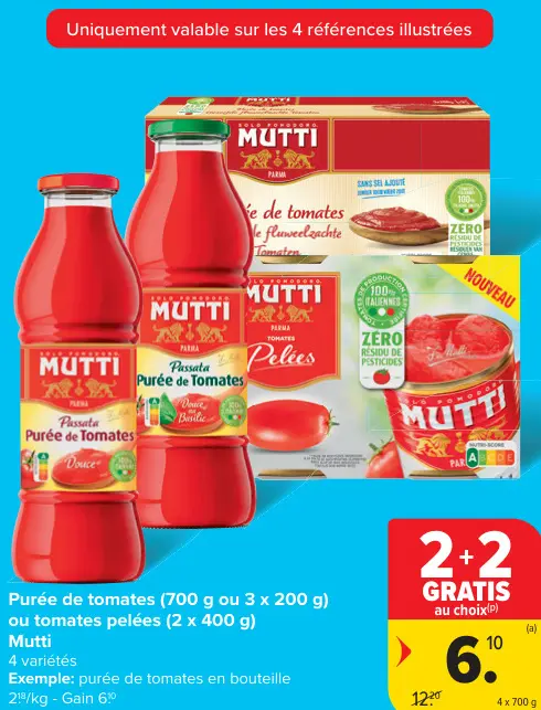 Offre: Purée de tomates ou tomates pelées