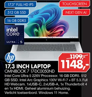 Aanbieding: 17,3 inch laptop omnibook 7 17-dc0050nd
