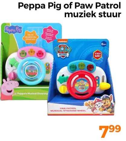 Aanbieding: Peppa Pig of Paw Patrol muziek stuur
