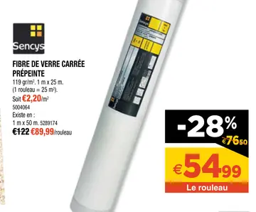 Aanbieding: Fibre de verre carrée prépeinte