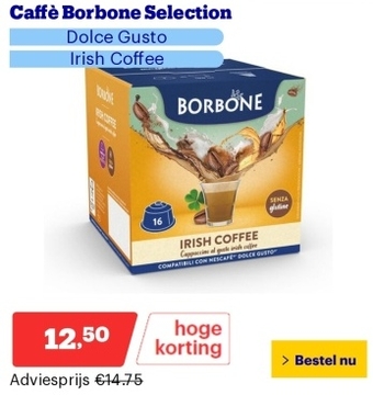 Aanbieding: Caffè Borbone Selection - Dolce Gusto - Irish Coffee - 16 capsules