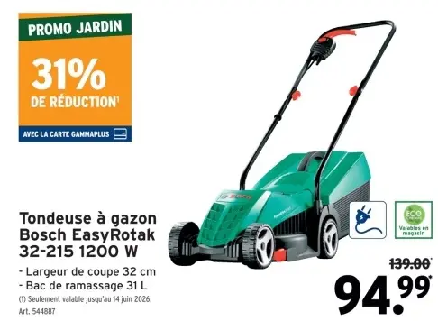 Offre: Tondeuse à gazon Bosch EasyRotak 32-215 1200 