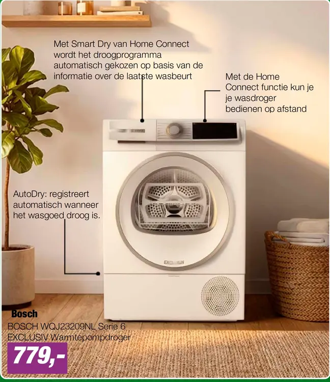 Aanbieding: BOSCH WQJ23209NL Serie 6 EXCLUSIV Warmtepompdroger