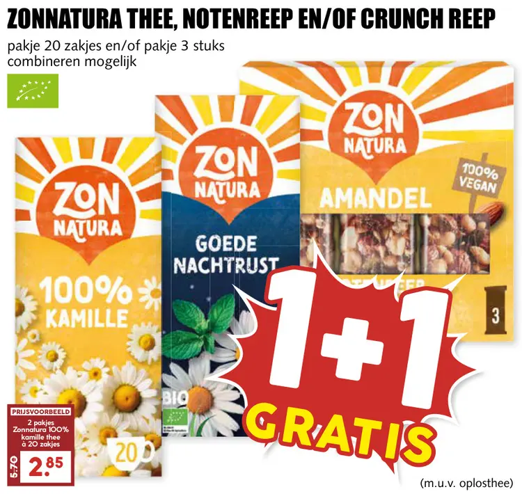 Aanbieding: Zonnatura Thee, Notenreep en/of Crunch Reep