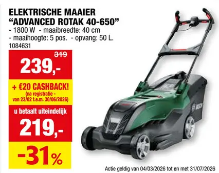 Promotie: Bosch AdvancedRotak 40-650 elektrische grasmaaier 1700W 40cm