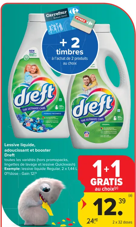 Offre: Lessive liquide, adoucissant et booster