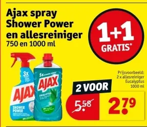 Promotie: Ajax spray Shower Power en allesreiniger