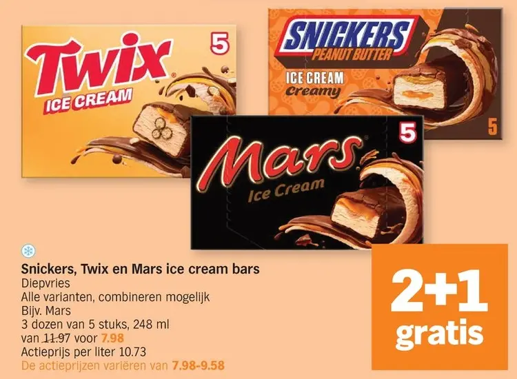 Promotie: Snickers, Twix en Mars ice cream bars