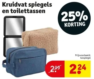 Promotie: Kruidvat spiegels en toilettassen