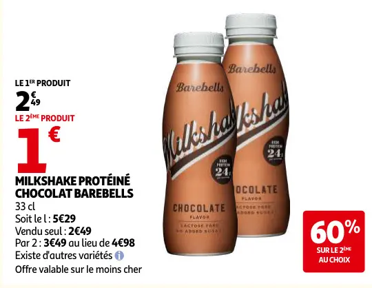 Offre: Milkshake protéiné chocolat