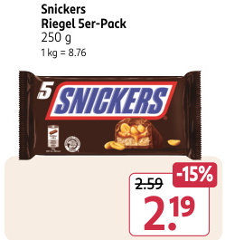 Aanbieding: Snickers Riegel 5er-Pack