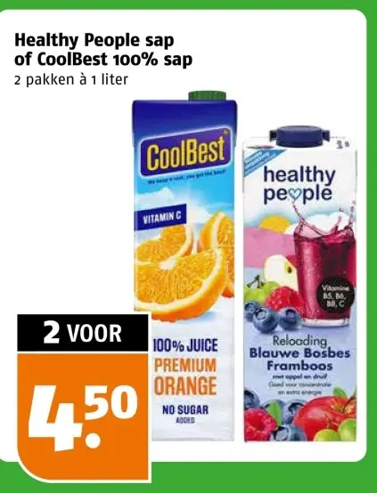 Aanbieding: Healthy People sap of CoolBest 100% sap