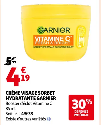 Offre: Crème visage sorbet hydratante
