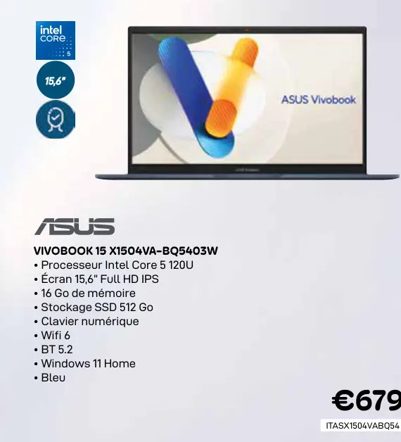 Offre: Vivobook 15 x1504va-bq5403w