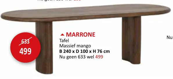 Aanbieding: Marrone Tafel Massief mango
