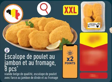 Offre: Escalope de poulet au jambon et au fromage