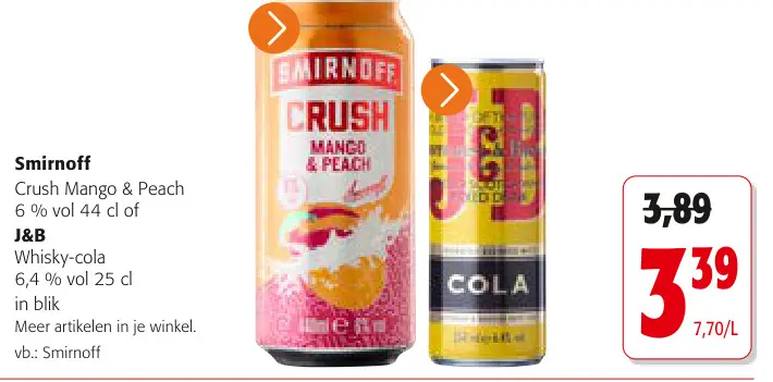 Promotie: Crush Mango & Peach of J&B Whisky-cola