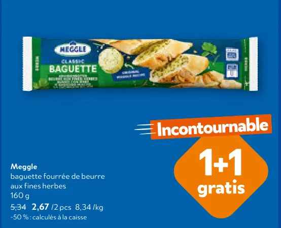 Offre: baguette fourrée de beurre aux fines herbes