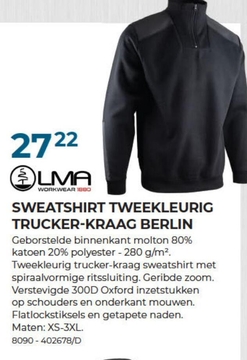 Aanbieding: SWEATSHIRT TWEEKLEURIG TRUCKER-KRAAG BERLIN