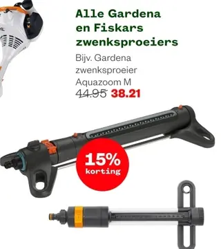 Aanbieding: Alle Gardena en Fiskars zwenksproeiers