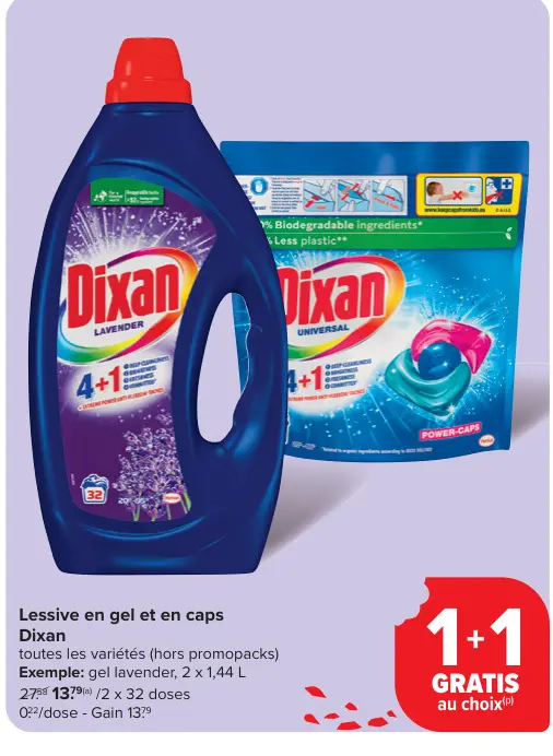 Offre: Lessive en gel et en caps