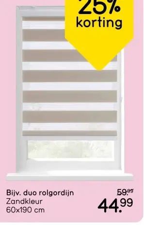 Aanbieding: Duo rolgordijn Zandkleur