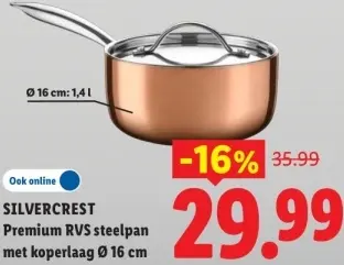 Aanbieding: Premium RVS steelpan met koperlaag