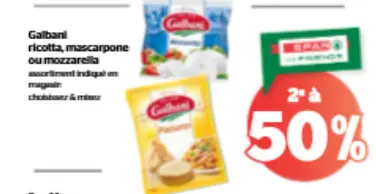 Offre: Galbani ricotta, mascarpone ou mozzarella