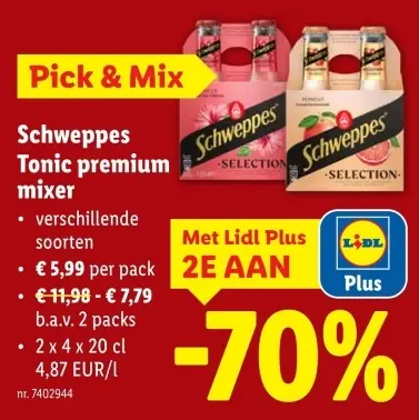 Aanbieding: Schweppes Tonic premium mixer