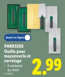 Offre: Outils pour maçonnerie et carrelage