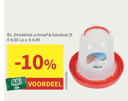 Promotie: Drinkklok schroef & handvat